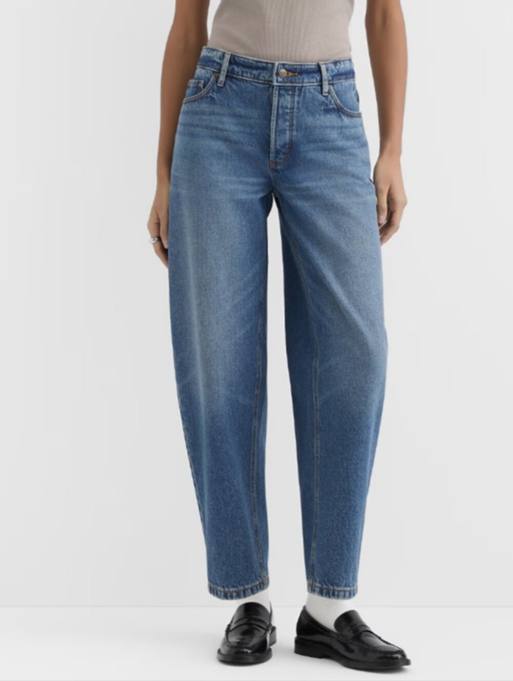 High-Rise Barrel Like Wide Leg Blue Jeans